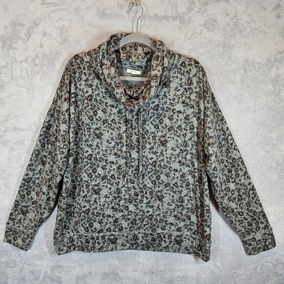 Maurices XL Leopard Print Cowl Neck Pullover Sweater Gray animal print soft warm - Picture 1 of 11